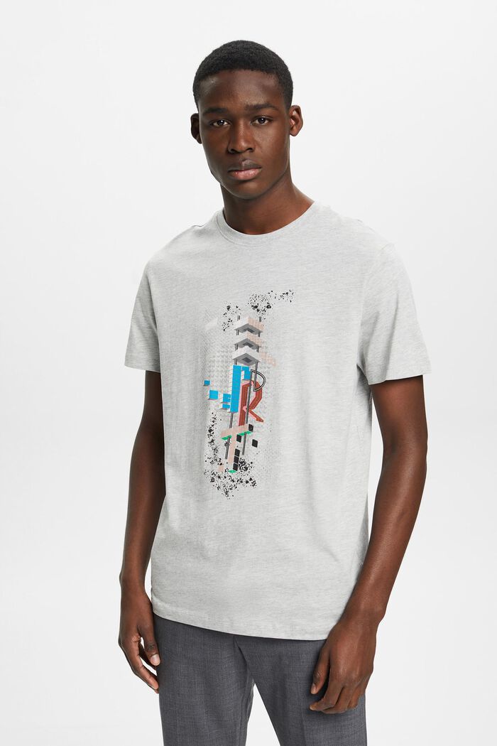 T-shirt i smal modell med tryck fram, LIGHT GREY, detail image number 0