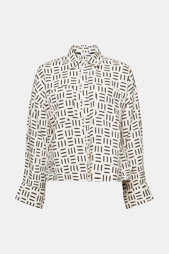 Mönstrad linneskjorta med helknäppning, WHITE, detail image number 5