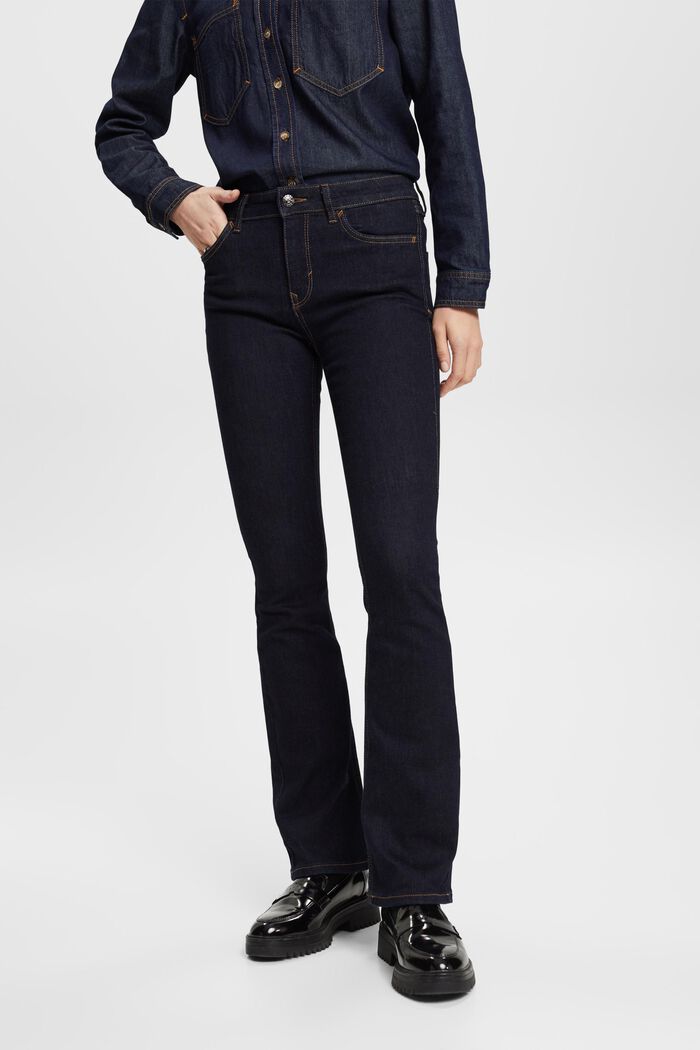 Skinny-jeans med utsvängda benslut, BLUE DARK WASHED, detail image number 0