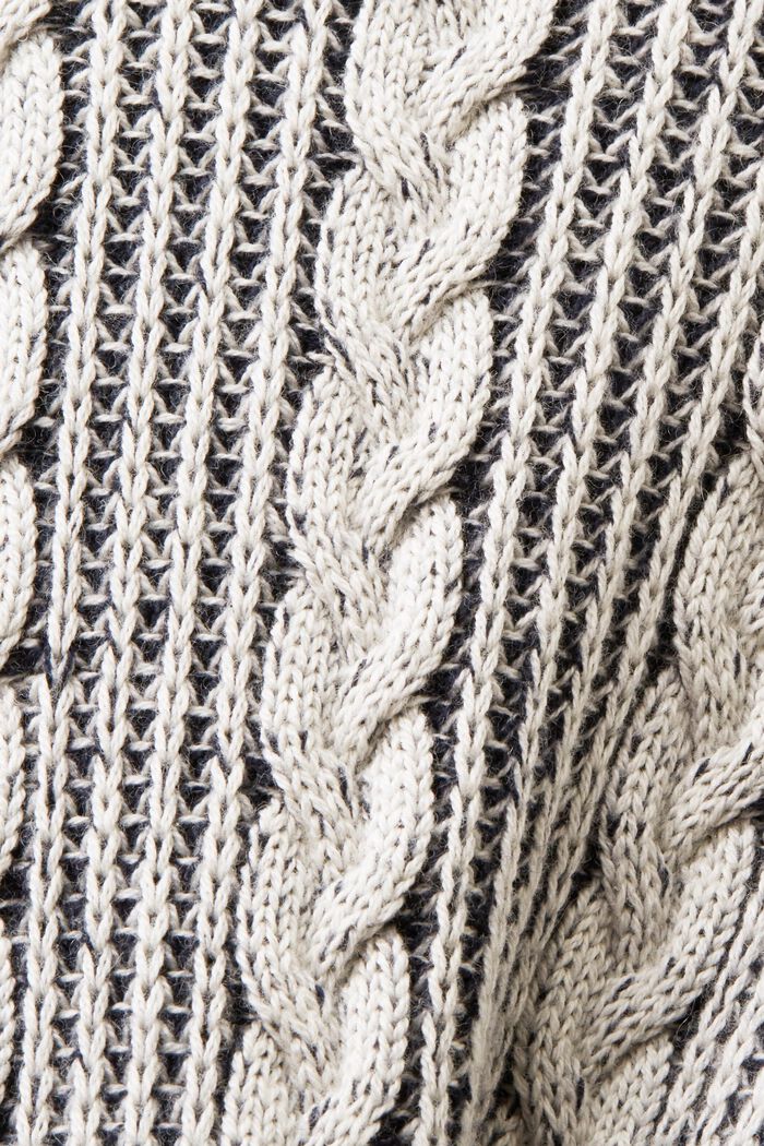 Kabelstickad tröja med rund ringning, NAVY, detail image number 6