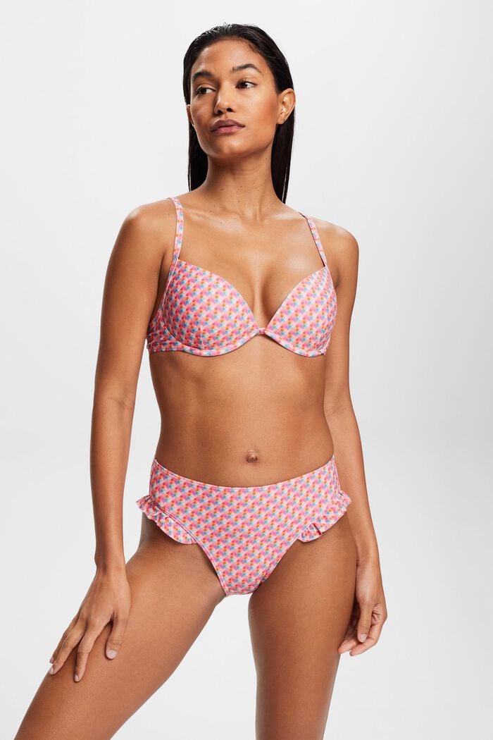 Flerfärgad bikinitrosa med rynkade detaljer, PINK FUCHSIA, detail image number 0