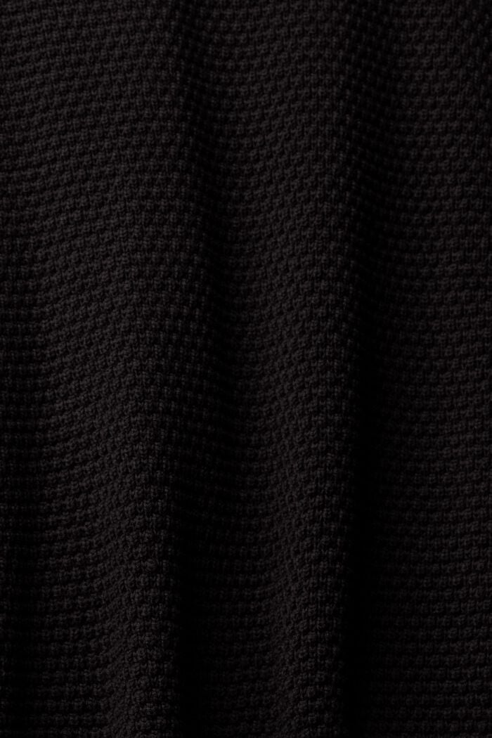 Strukturerad tröja med halvpolokrage, bomullsmix, BLACK, detail image number 4
