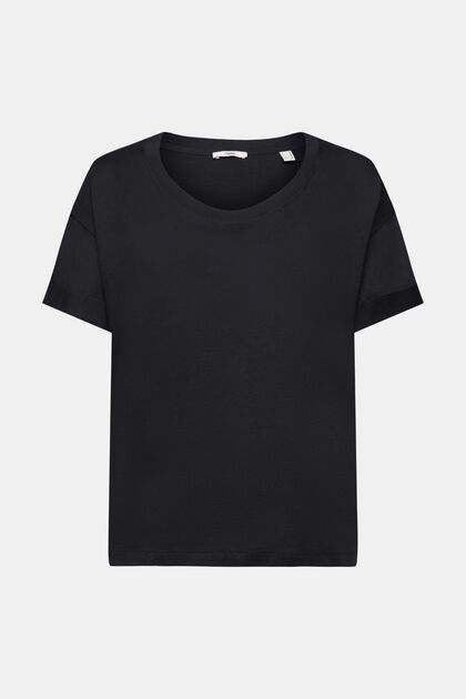T-shirt med uppvikbara ärmar, BLACK, overview