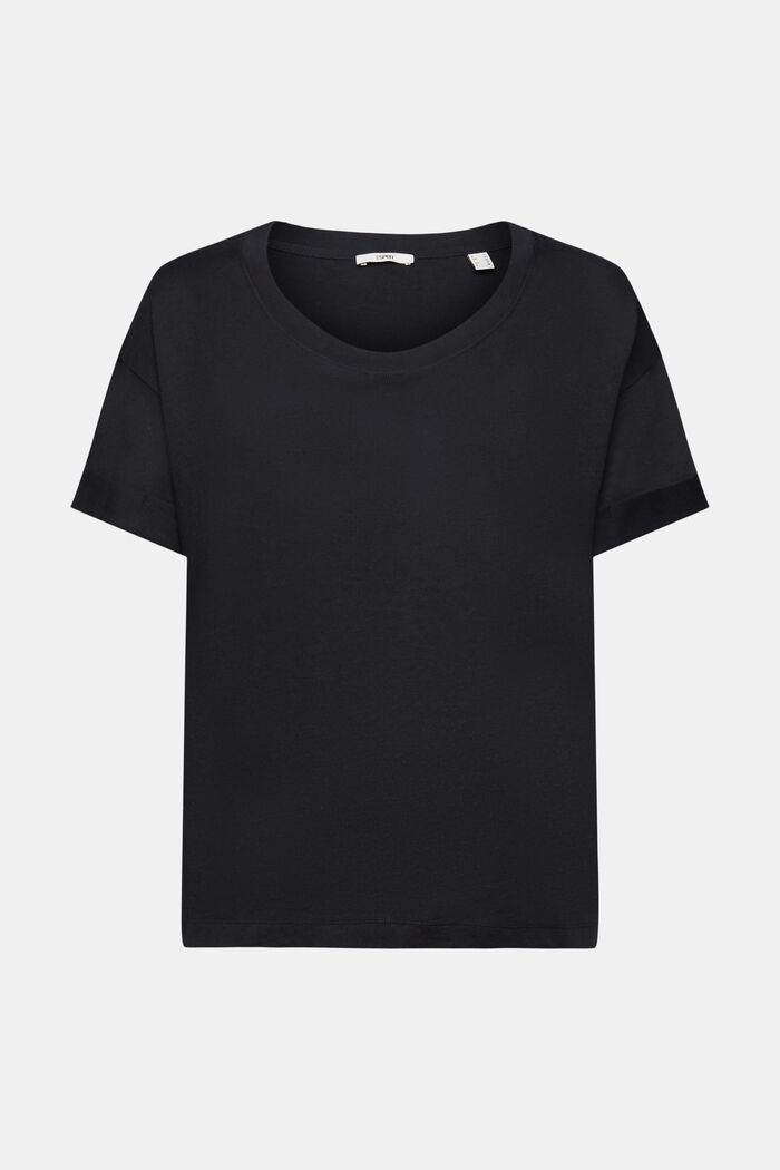 T-shirt med uppvikbara ärmar, BLACK, detail image number 6