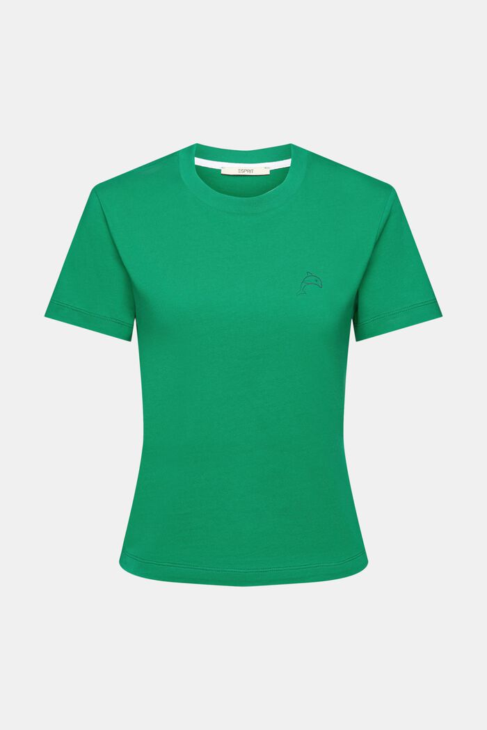 T-shirt i bomull med delfintryck, GREEN, detail image number 6