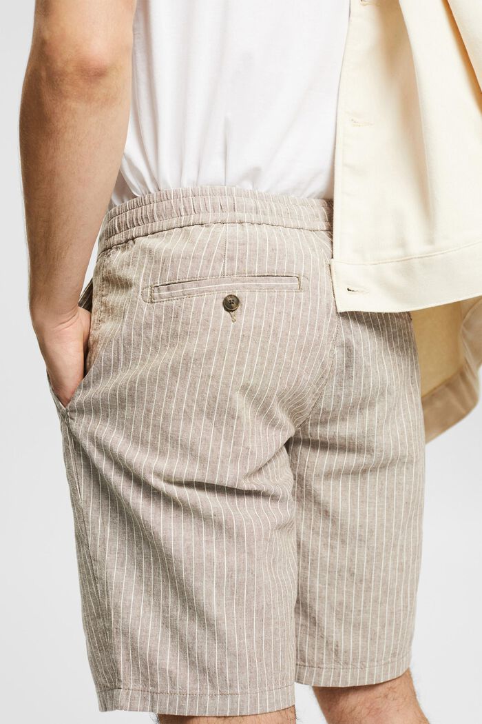 Med linne: shorts med kritstrecksränder, BEIGE, detail image number 5