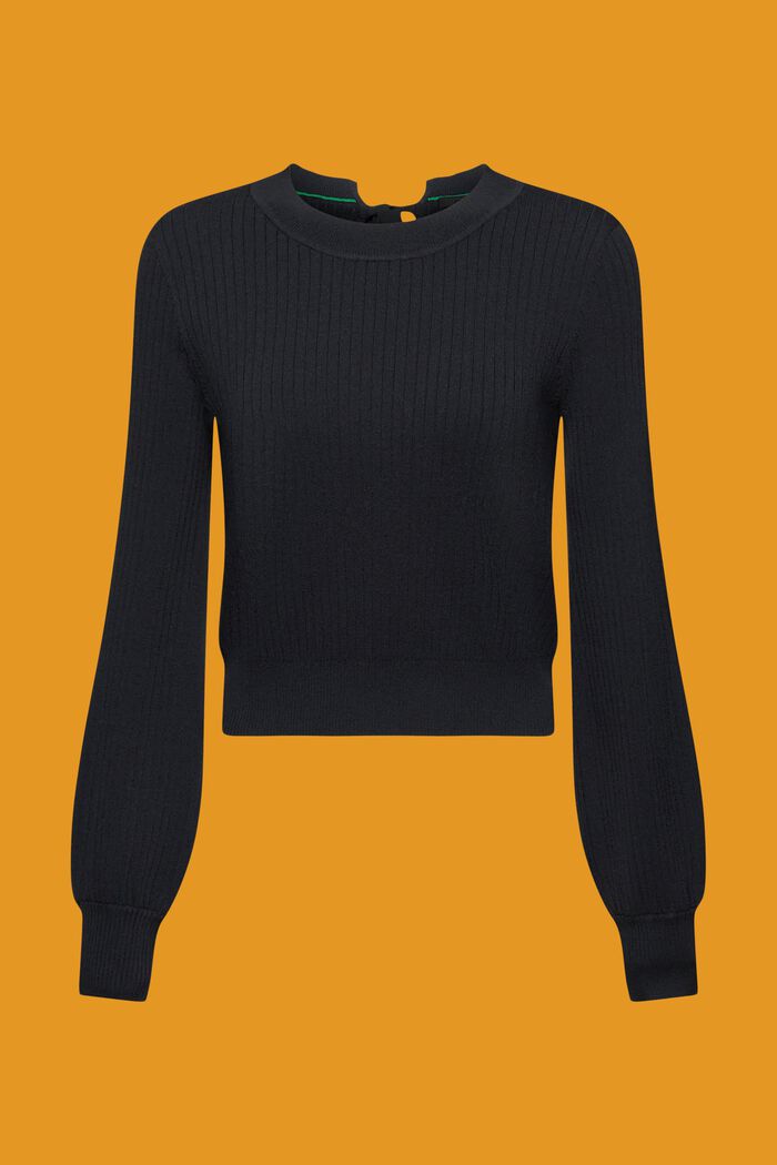 Rundringad tröja med färgblock, BLACK, detail image number 6