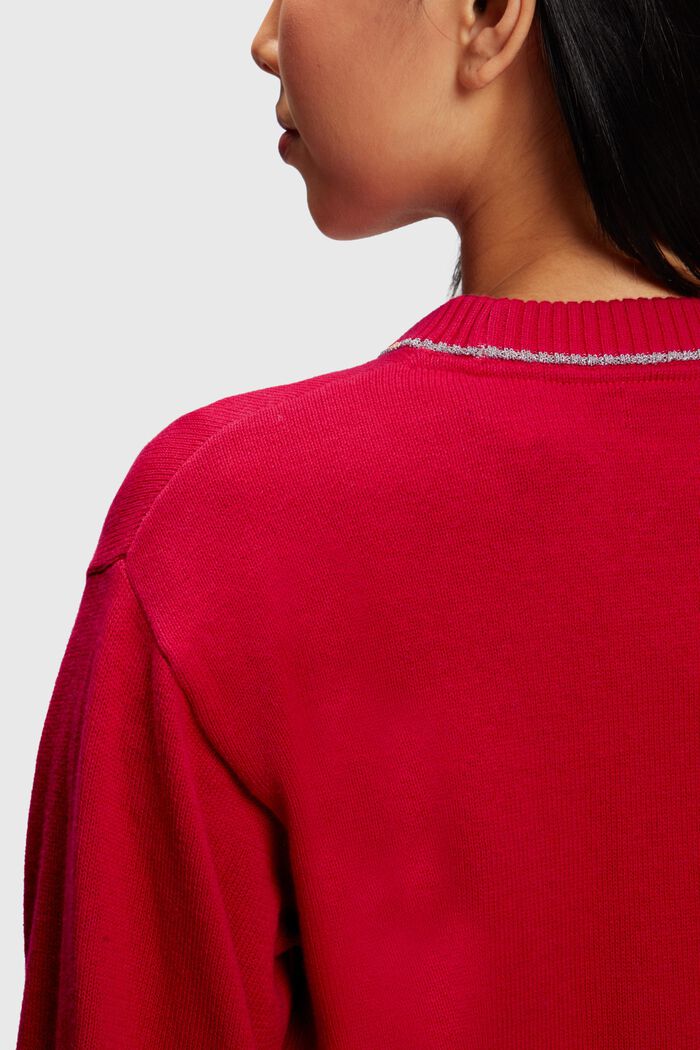 Puffärmad tröja med kaschmir, RED, detail image number 3