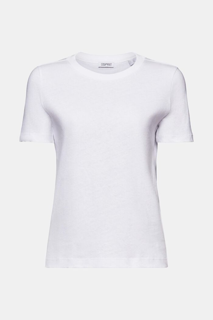 T-shirt i bomull-linnemix, WHITE, detail image number 6