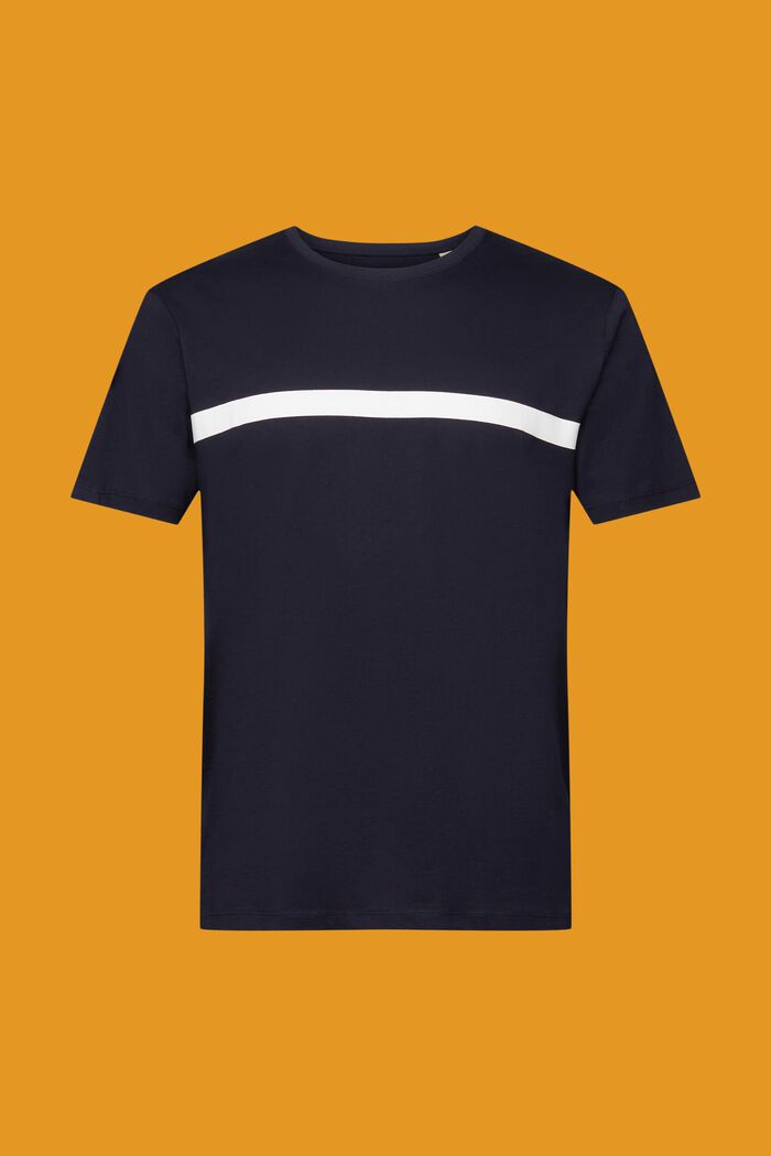 Bomulls-T-shirt med kontrastrand, NAVY, detail image number 6