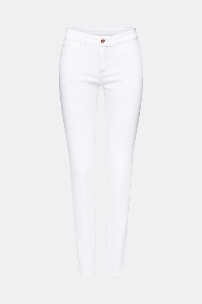 Smala jeans med medelhög midja, WHITE, detail image number 6