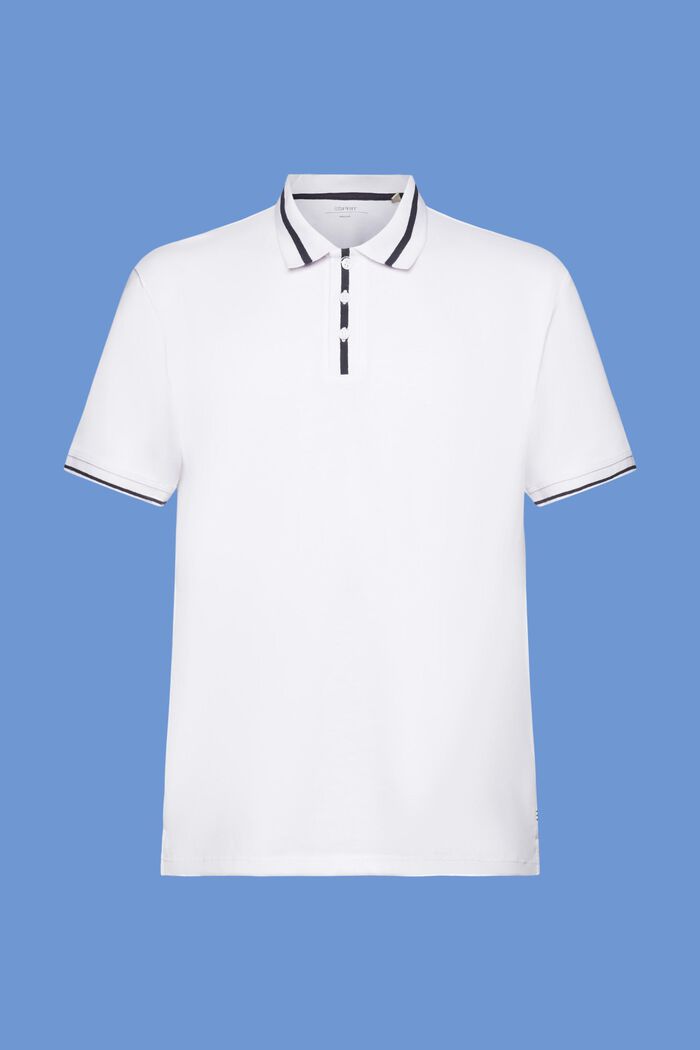 Tenniströja i jersey, bomullsblandning, WHITE, detail image number 6
