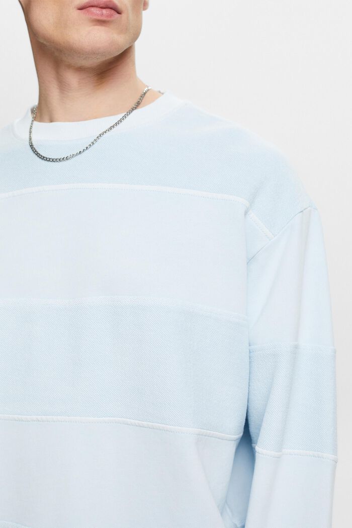 Sweatshirt i texturerad ekologisk bomull, LIGHT BLUE, detail image number 3