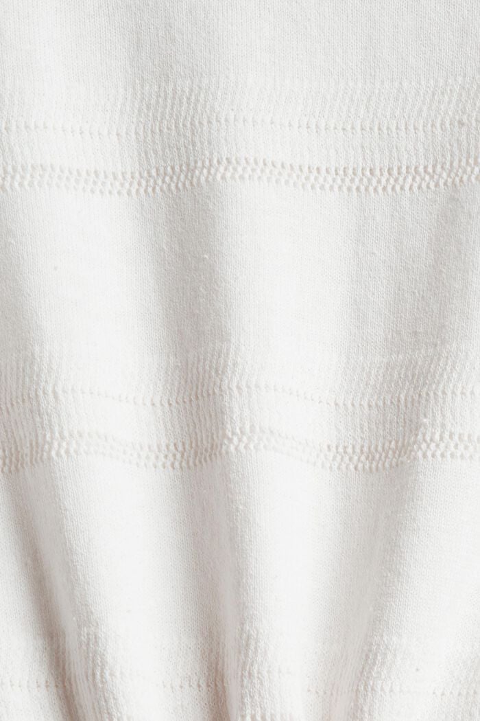 Med linneandel: T-shirt med hålstickat mönster, OFF WHITE, detail image number 4