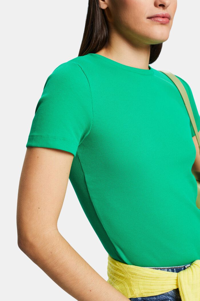 T-shirt i bomullsjersey med rund ringning, GREEN, detail image number 3
