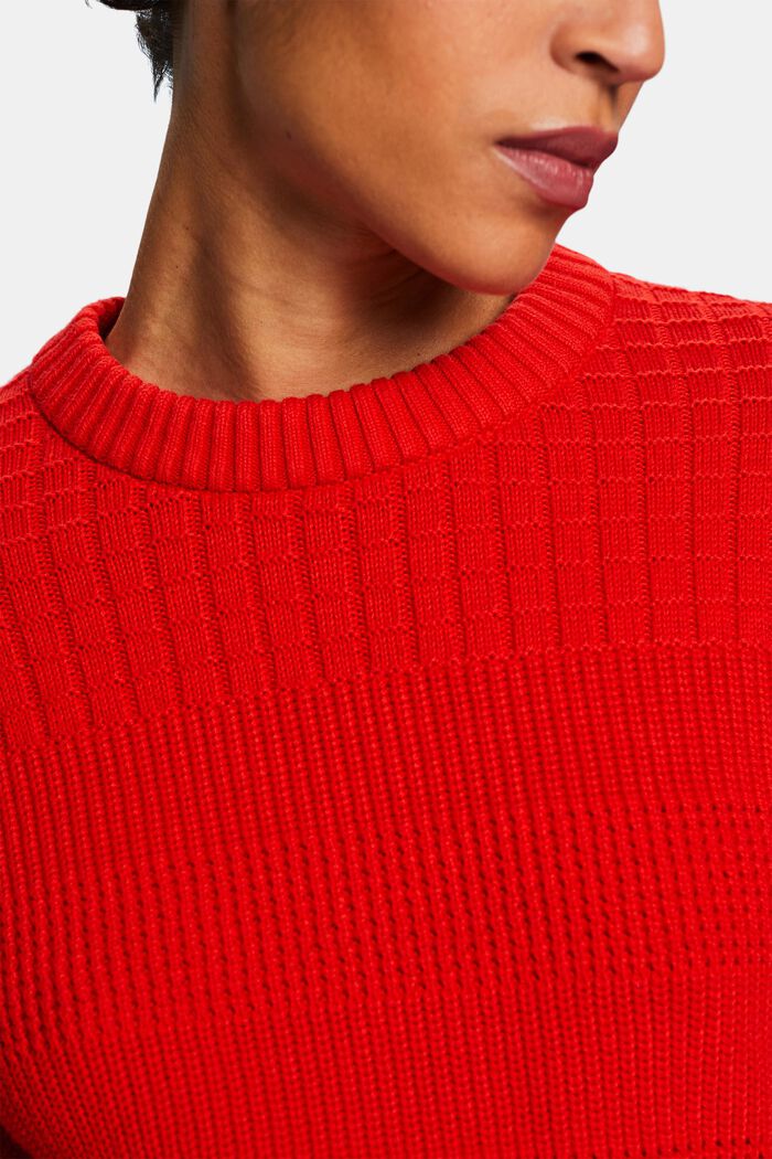 Strukturerad rundringad tröja, RED, detail image number 3