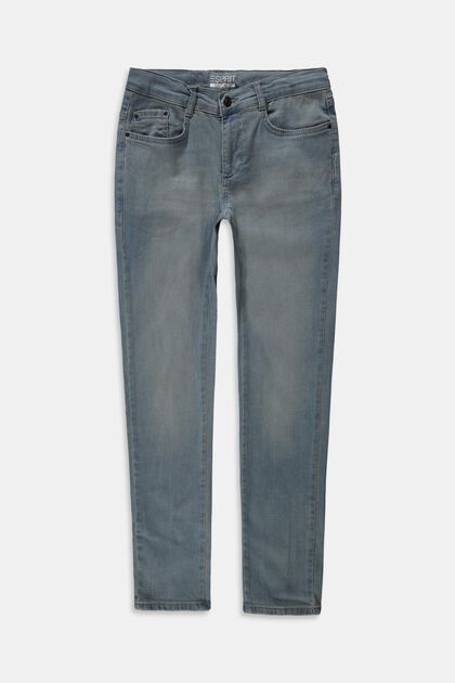 Jeans med reglerbar linning, BLUE BLEACHED, overview