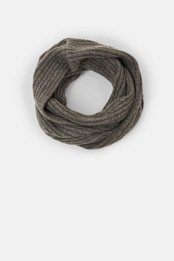 Ribbstickad tubscarf, ullmix, MEDIUM GREY, detail image number 0
