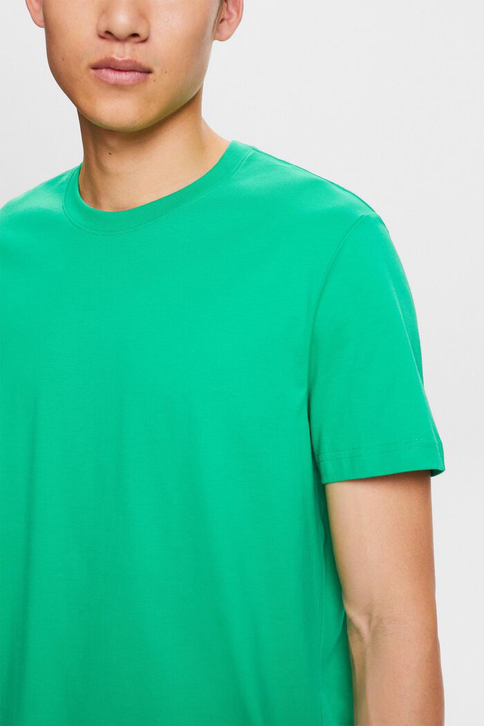 T-shirt i pimabomull-jersey med rund ringning, GREEN, detail image number 2