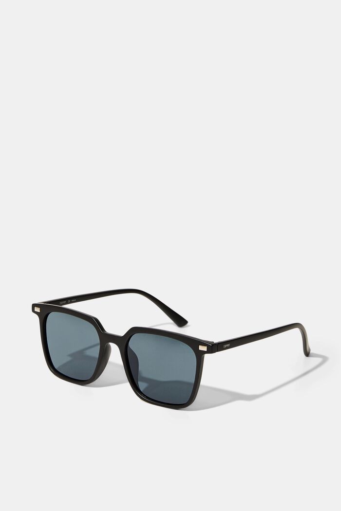 Kantiga solglasögon med plastbåge, BLACK, overview
