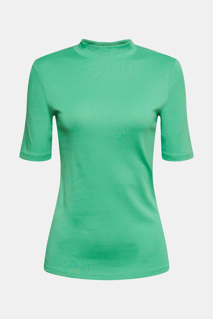 T-shirt med ståkrage, GREEN, overview