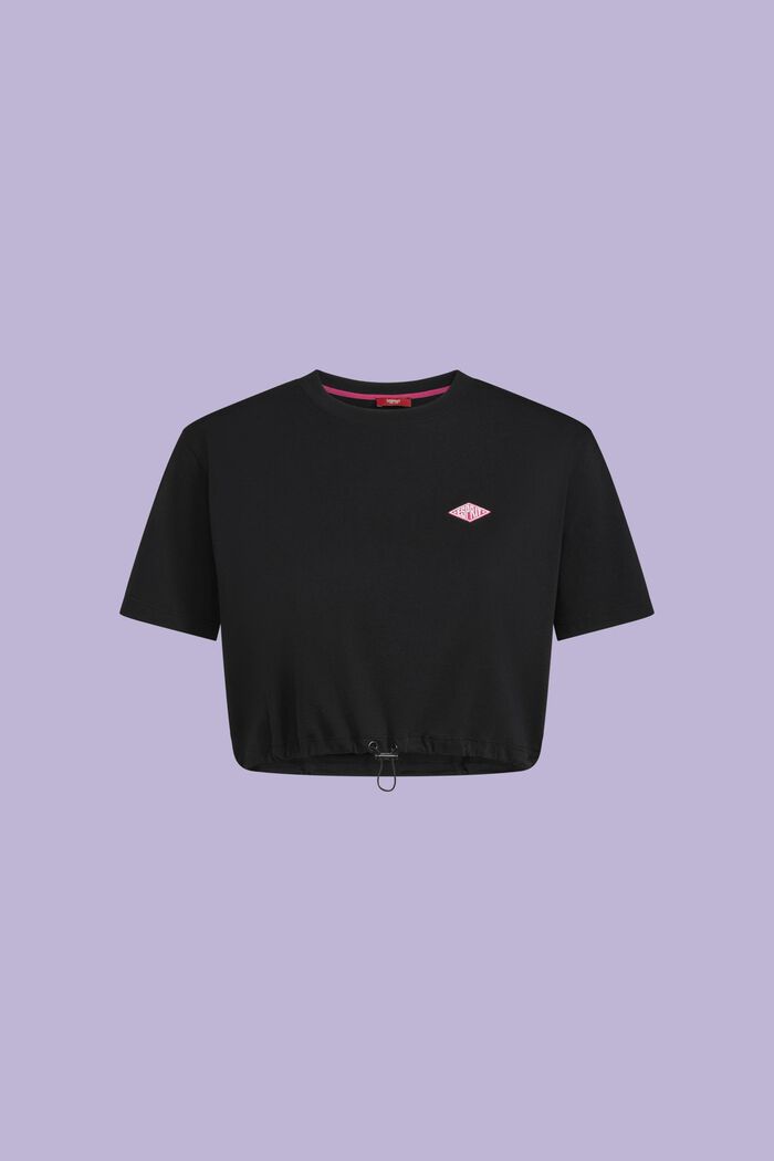 Kortare T-shirt i bomullsjersey med logo, BLACK, detail image number 5
