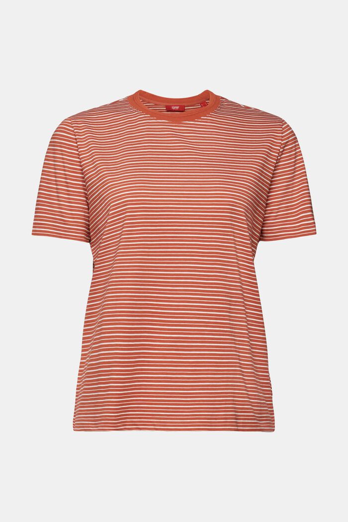 T-shirt med ränder, 100% bomull, TERRACOTTA, detail image number 5