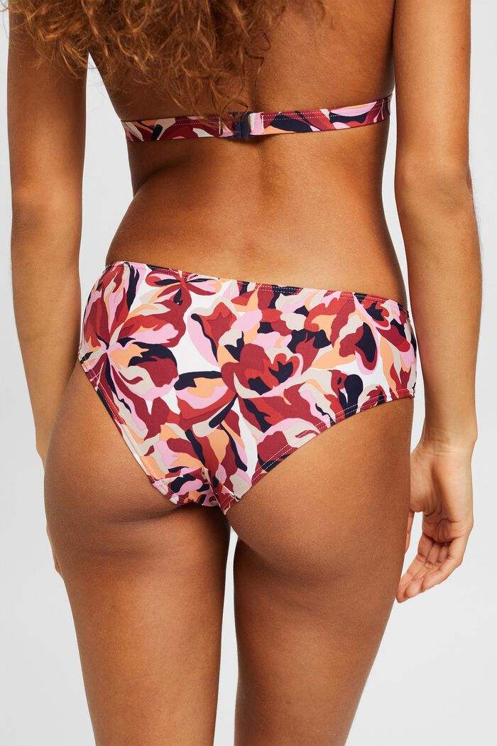 Bikiniunderdel i hipstermodell med blomtryck, DARK RED, detail image number 2