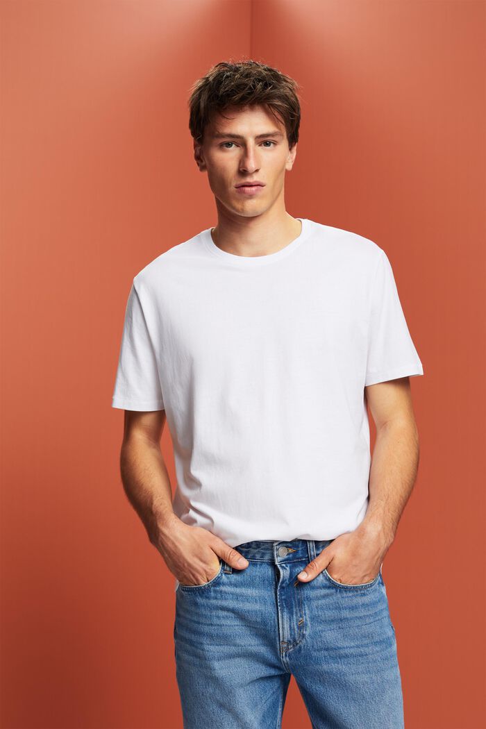 T-shirt med tryck bak, 100% bomullsjersey, WHITE, detail image number 0
