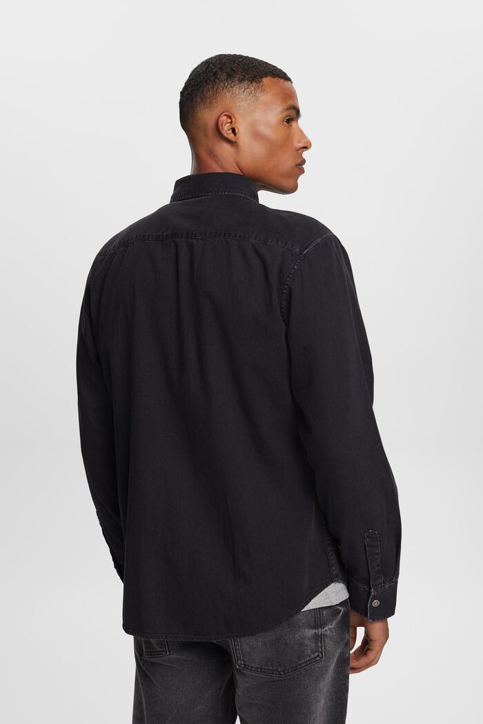 Jeansskjorta, 100% bomull, BLACK DARK WASHED, detail image number 3