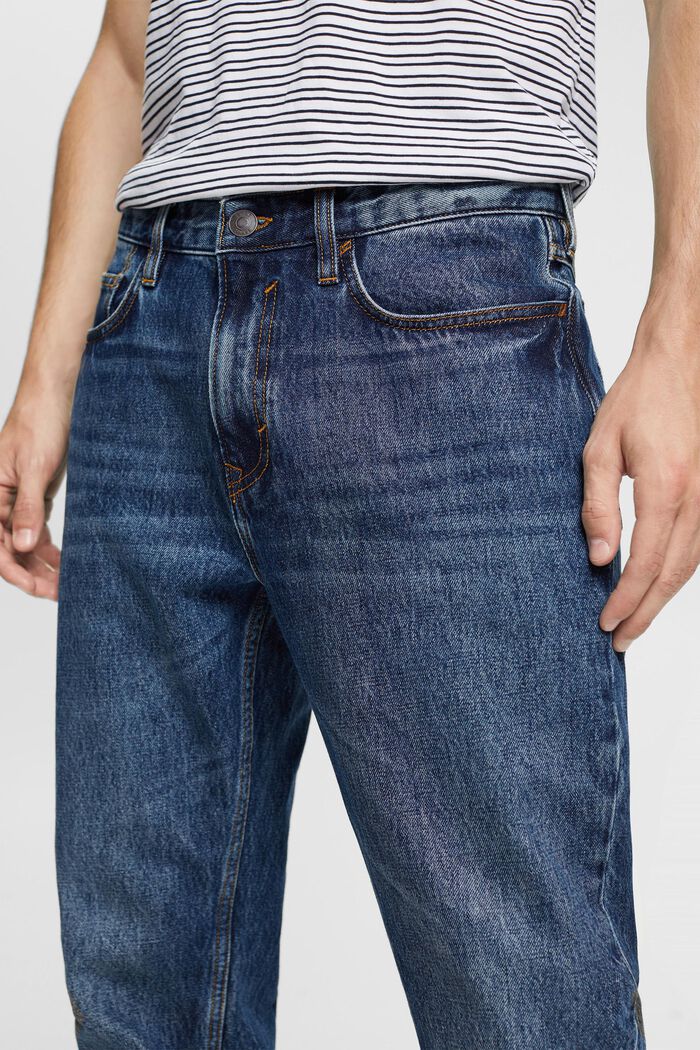 Jeans med raka ben i hållbar bomull, BLUE DARK WASHED, detail image number 2