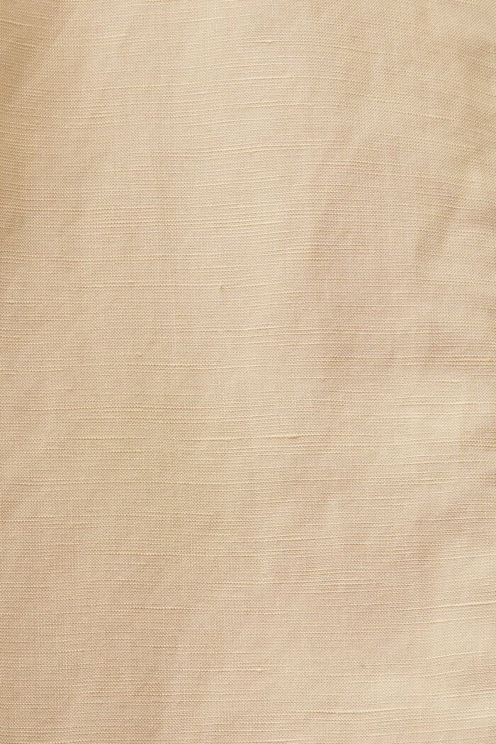 Croppad skjortblus, linne-bomullsmix, SAND, detail image number 5