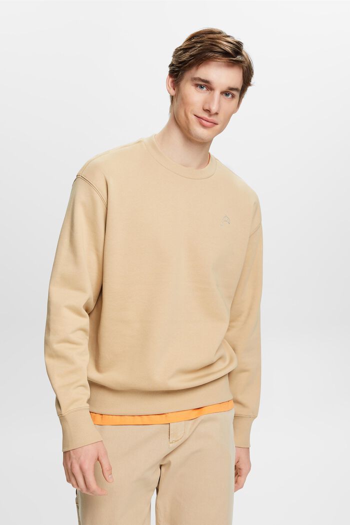 Sweatshirt med litet delfintryck, SAND, detail image number 0