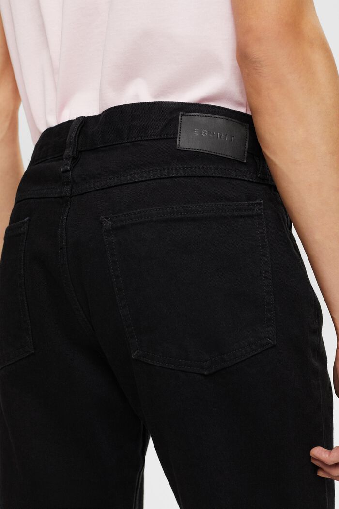 Jeans med raka ben av hållbar bomull, BLACK DARK WASHED, detail image number 4