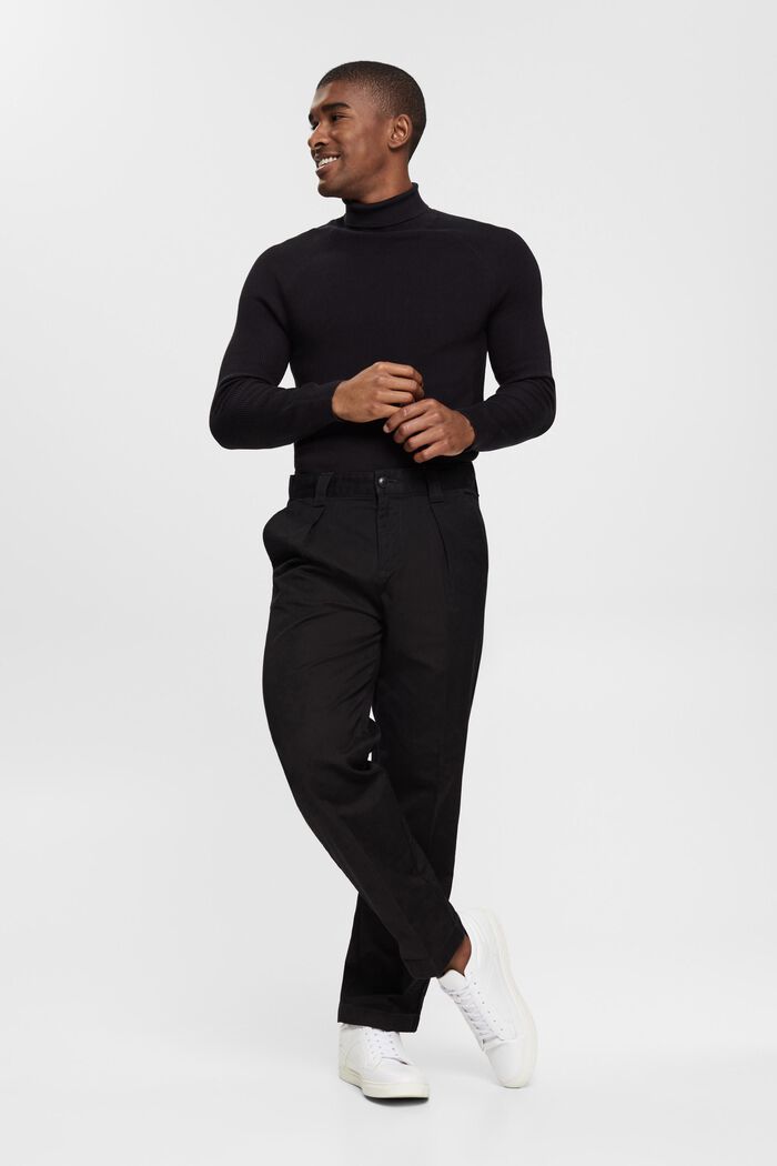 Ribbad tröja med halvpolokrage, BLACK, detail image number 1