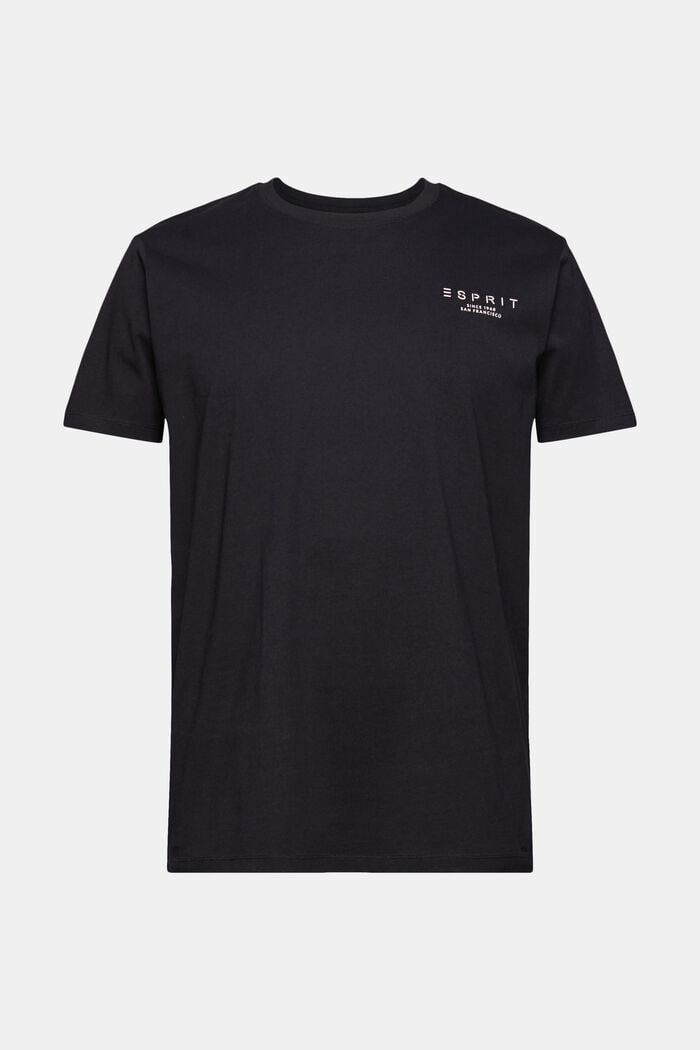 T-shirt i jersey med logotryck, BLACK, overview