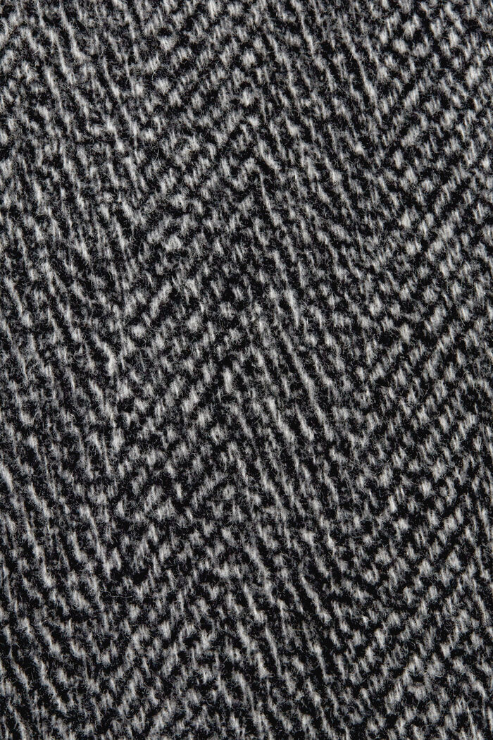Fiskbensmönstrad kappa i lockig ullmix, BLACK, detail image number 5