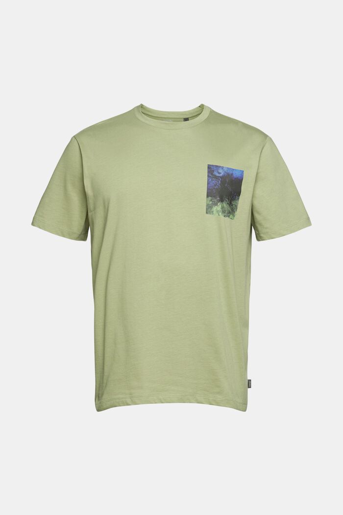 Jersey-T-shirt med tryck, 100% ekobomull, LIGHT KHAKI, detail image number 7