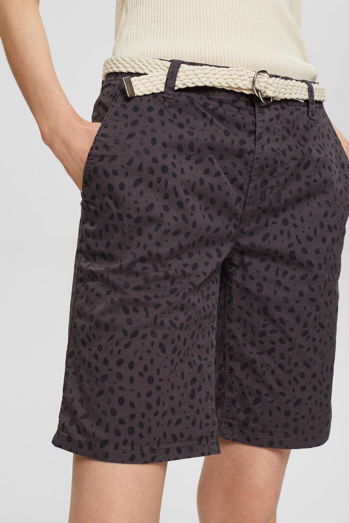 Mönstrade shorts med skärp, BLACK, detail image number 4