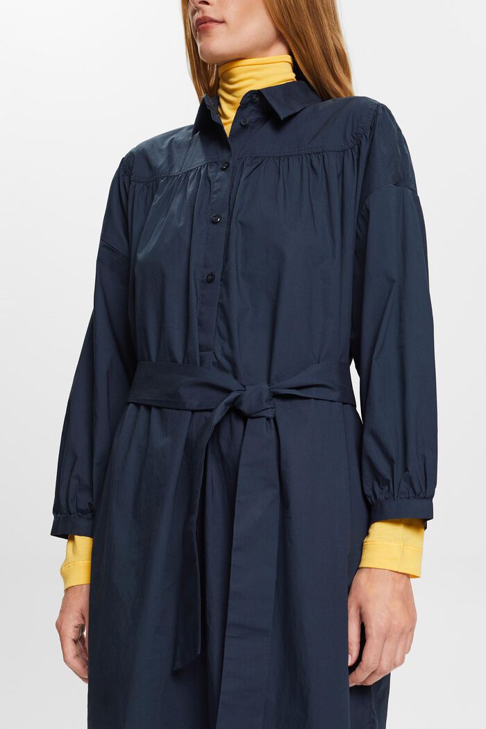 Skjortklänning med knytskärp, 100 % bomull, PETROL BLUE, detail image number 2