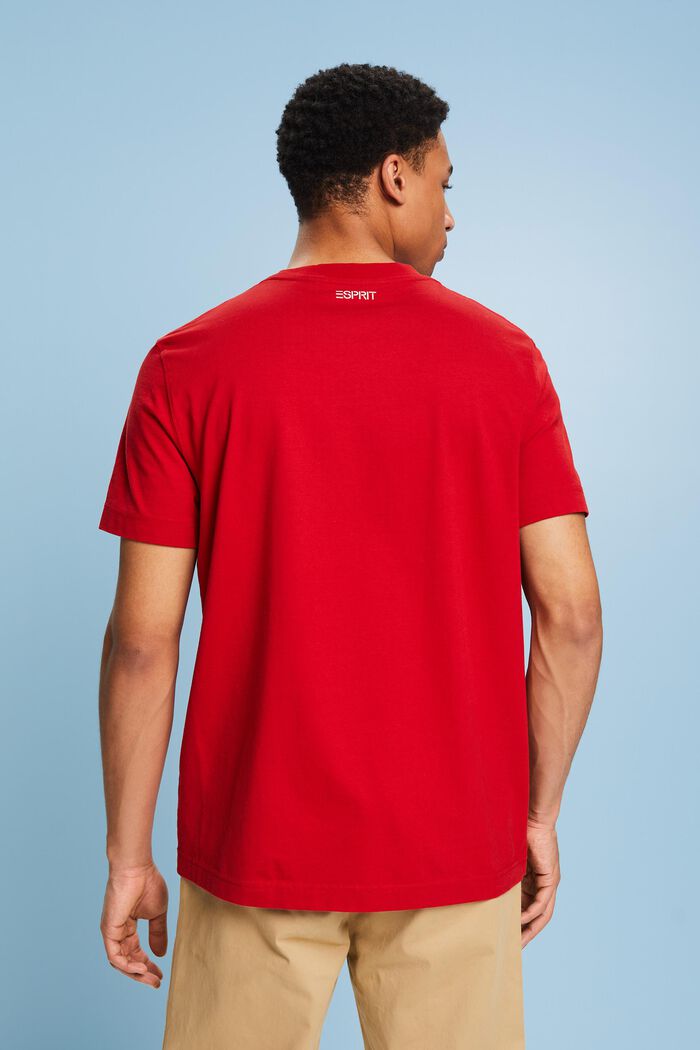 T-shirt med blomtryck och logo, DARK RED, detail image number 2