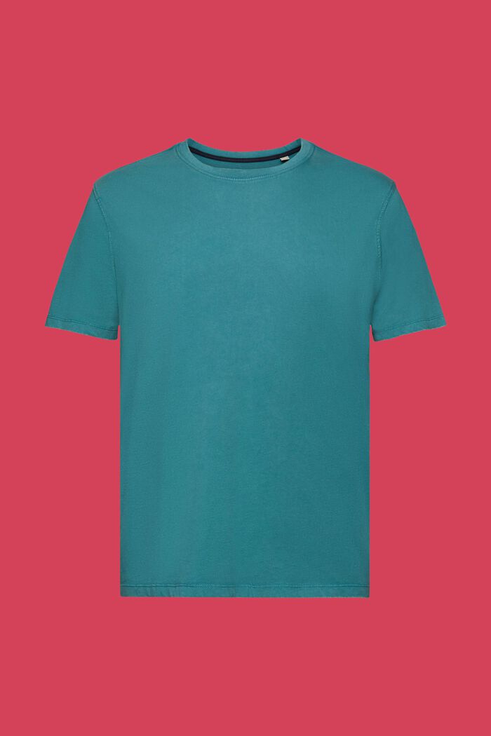 Plaggfärgad T-shirt i jersey, 100% bomull, TEAL BLUE, detail image number 5