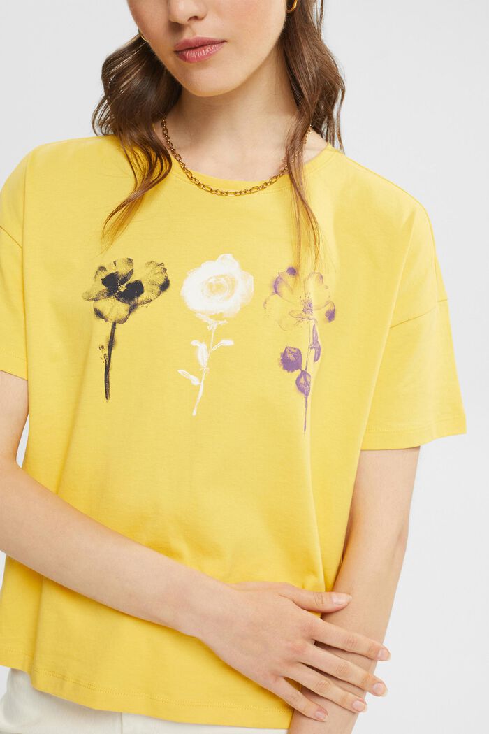 T-shirt med tryck, YELLOW, detail image number 0
