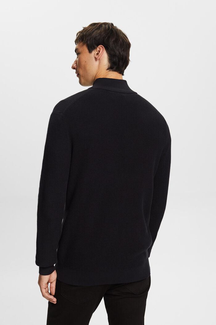 Half Zip-tröja av bomull, BLACK, detail image number 3