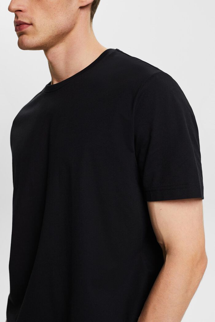T-shirt i pimabomull av jersey med rund ringning, BLACK, detail image number 2