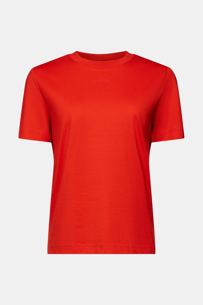T-shirt i pimabomull med broderad logo, RED, detail image number 6