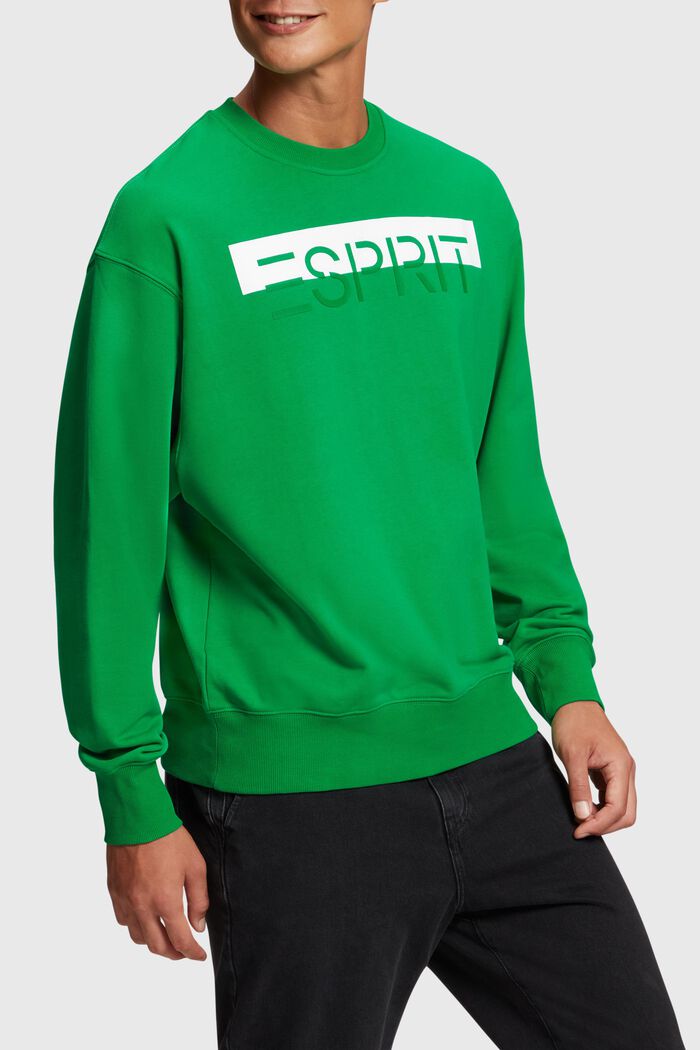 Sweatshirt med mattglänsande applicerad logo, GREEN, detail image number 0