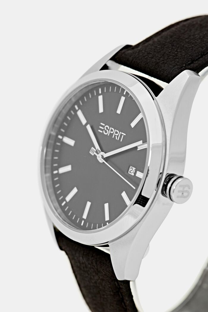 Vegansk: Klocka i rostfritt stål med datumvisning, BLACK, detail image number 1