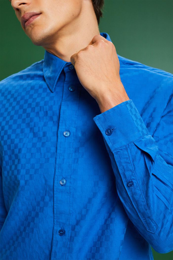 Jacquardskjorta i bomull, BRIGHT BLUE, detail image number 2