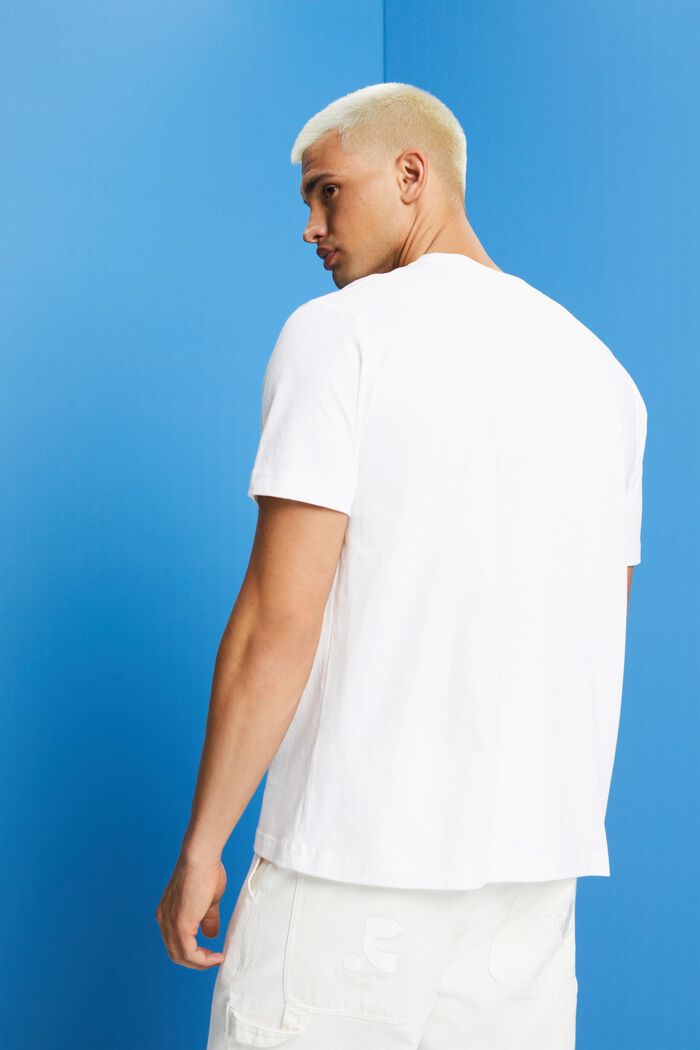 T-shirt i ekologisk bomull med geometriskt tryck, WHITE, detail image number 3